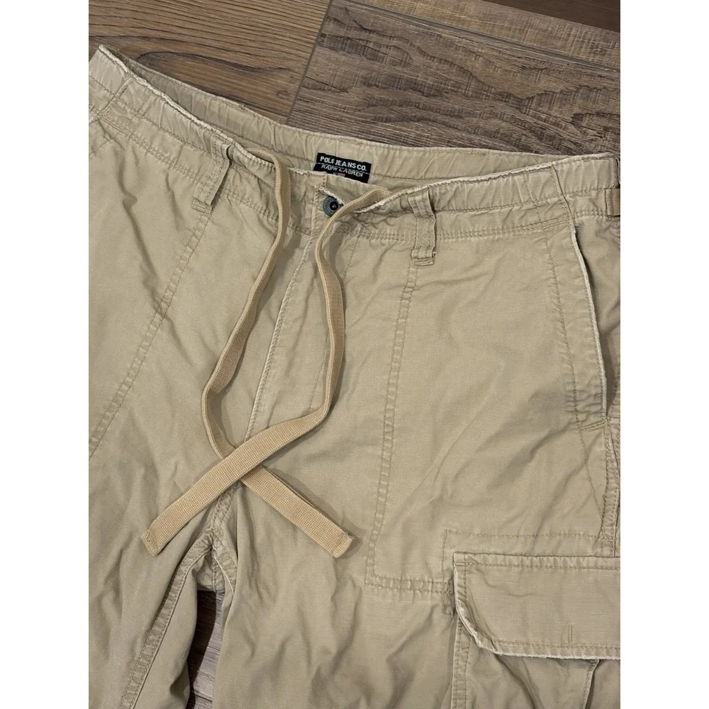Vintage Y2K Polo Ralph Lauren Cargo Auth Military Surplus Pants 34x30 Baggy Tan